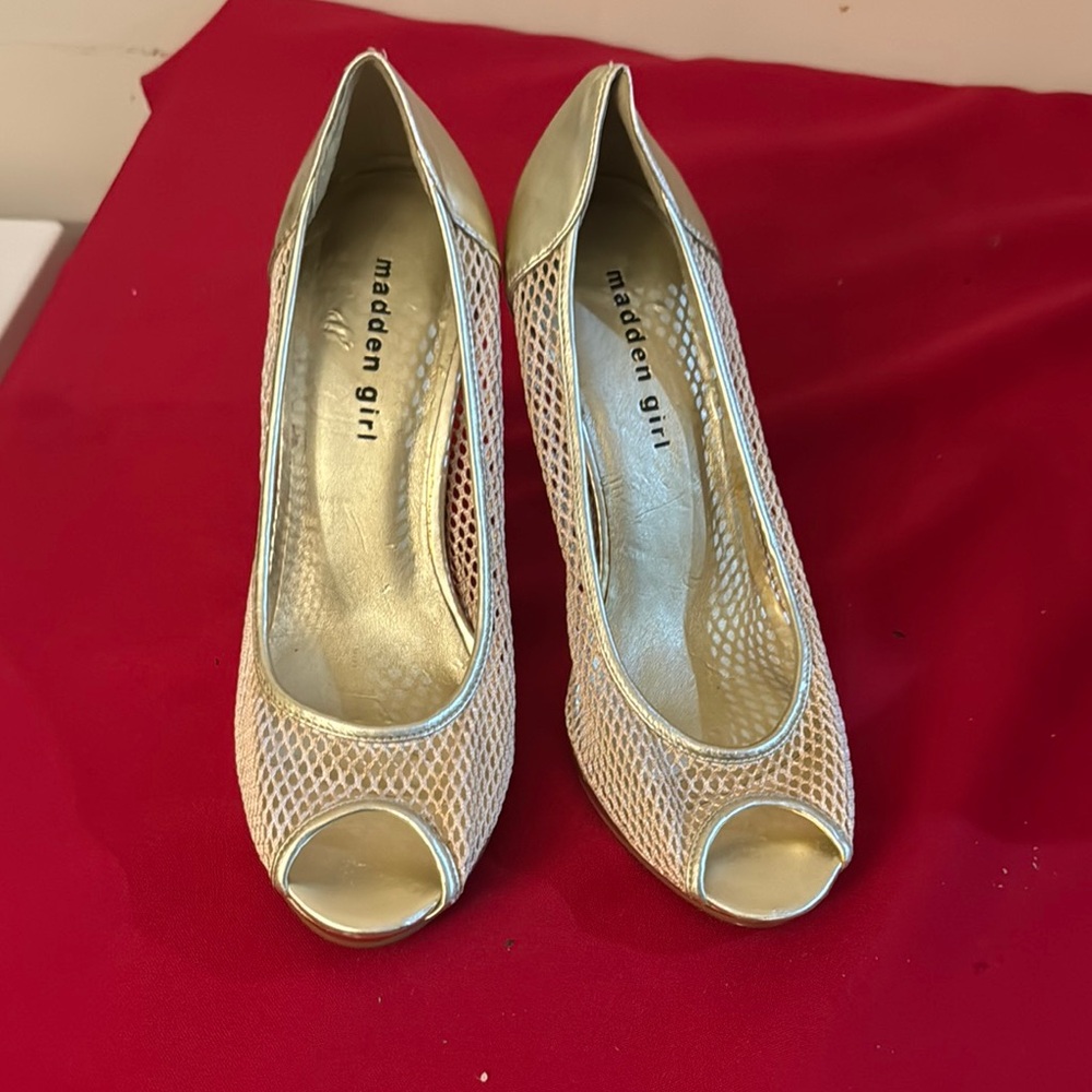 Madden Girl Gold Peep Toe Heels